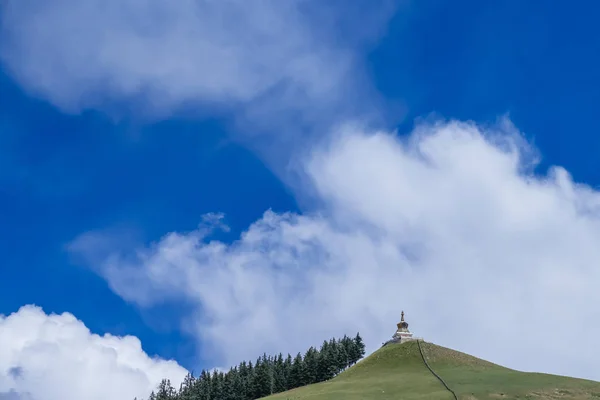 Tibeti Pagoda Közelében Qilian Qinghai Kína Hegy Tetején — Stock Fotó