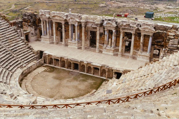 Ruínas Antigas Anfiteatro Hierópolis Pamukkale Turquia — Fotografia de Stock