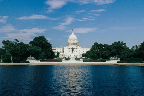 Egyesült Államok Capitoliuma Annak Tükörképét Capitol Tükröző Medence Washington Amerikai — Stock Fotó