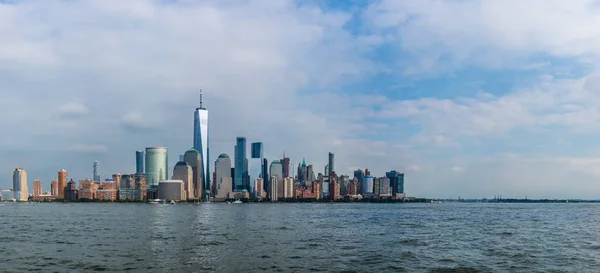 Panorama Över Horisonten Downtown Manhattan Över Hudson River Sedd Från — Stockfoto