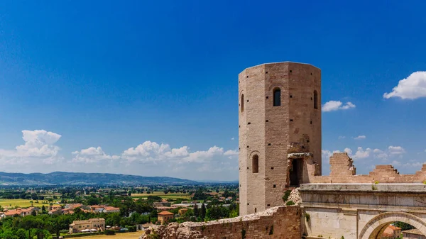 Ruins Tower Landscape Spello Italy — Stock Photo, Image