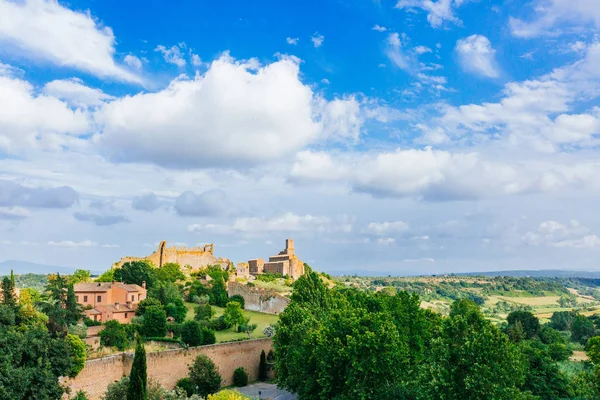 Landscape Countryside Tuscania Italy Fields Church — Stock Photo, Image