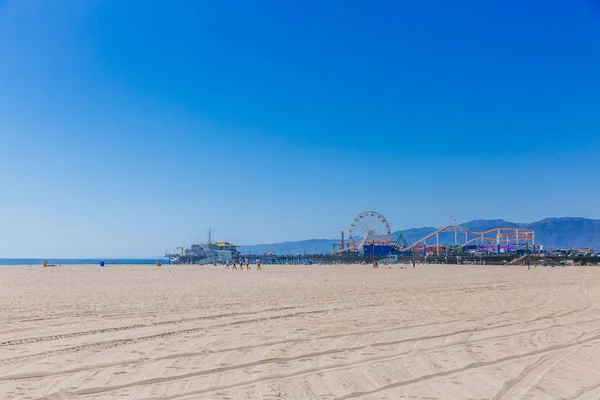 Santa Monica Piren Och Stranden Los Angeles Usa — Stockfoto