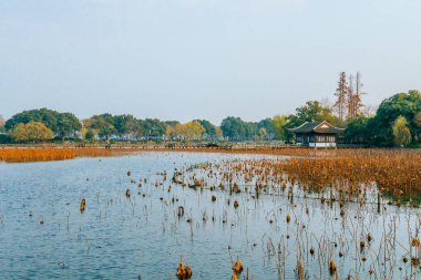 Geleneksel Çin ev tarafından suya yakın Batı Gölü Hangzhou, Çin