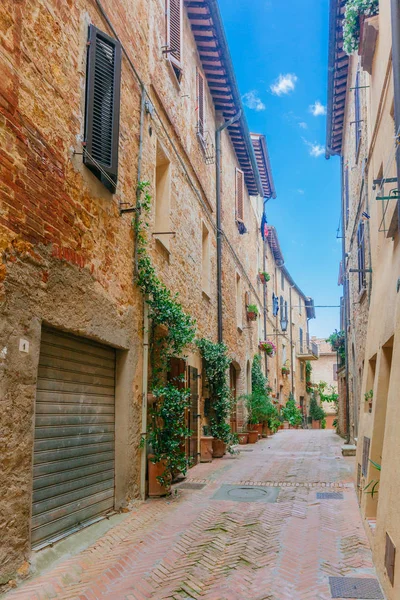 Alte Straßen Und Häuser Der Renaissance Stadt Pienza Toskana Italien — Stockfoto