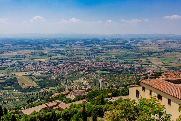 Panoramic View Tuscan Town Landscape Cortona Italy — Stock Photo, Image