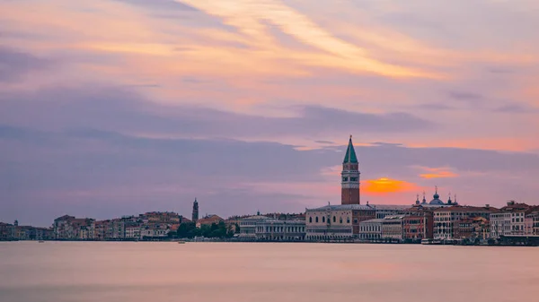 Видом Дзвіницю Сан Марко Міста Венеції Італії Під Захід Сонця — стокове фото