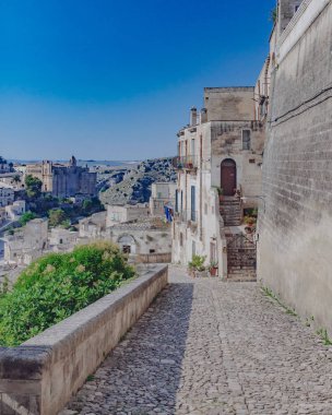 Sokak ve evlerin Sassi Matera, İtalya