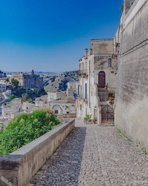 Gator Och Hus Sassi Matera Italien — Stockfoto