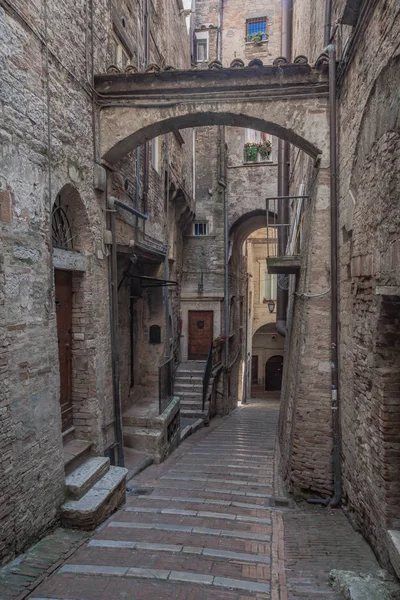 Medeltida Gator Och Byggnader Perugia Umbrien Italien — Stockfoto