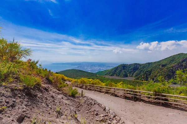 Vista Del Paisaje Del Golfo Nápoles Desde Monte Vesubio Italia — Foto de Stock