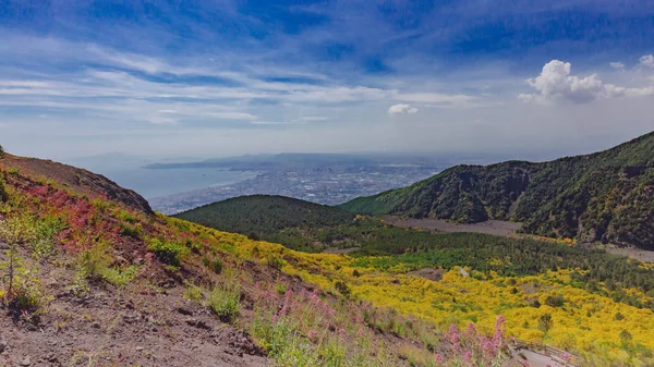 Vista Del Paisaje Del Golfo Nápoles Desde Monte Vesubio Italia — Foto de Stock