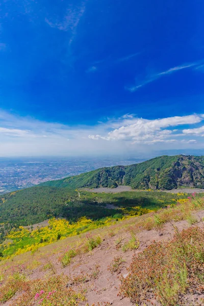 Vista Del Paisaje Del Golfo Nápoles Desde Monte Vesubio Italia — Foto de Stock