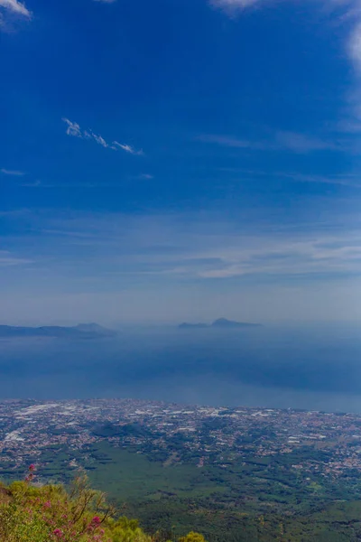 Vista Del Paisaje Del Golfo Nápoles Desde Monte Vesubio Italia — Foto de Stock