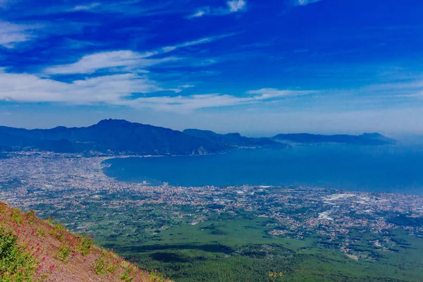 Manzara Körfez Napoli Vezüv Yanardağı Talya Dan Görünüm — Stok fotoğraf