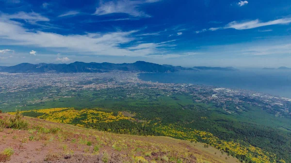 Vista Paisagem Golfo Nápoles Monte Vesúvio Itália — Fotografia de Stock