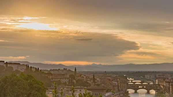 Вид Центр Флоренції Італія Під Захід Сонця Розглянений Скандіччі — стокове фото
