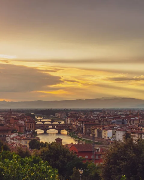 Вид Центр Флоренції Італія Під Захід Сонця Розглянений Скандіччі — стокове фото