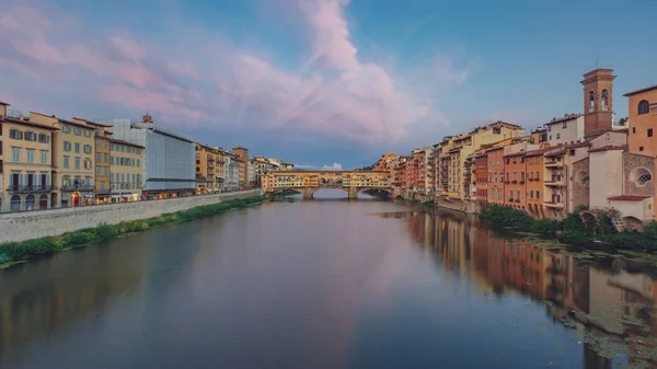 Понте Веккіо Будинків Над Річки Арно Сутінках Флоренції Італія — стокове фото