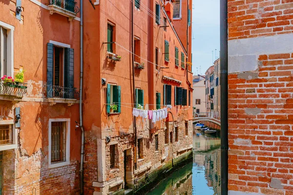 Vista Casas Venecianas Canal Venecia Italia — Foto de Stock