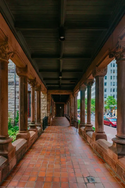 Gang Met Kolommen Van Trinity Church Copley Square Boston Verenigde — Stockfoto