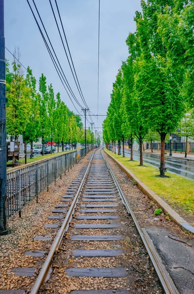 Faixas Sistema Metrô Boston Perto Museu Belas Artes Cidade Boston — Fotografia de Stock