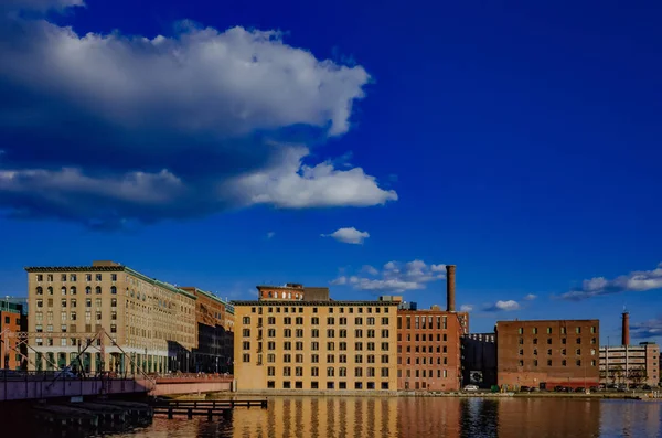 Vista Casas Edificio Sobre Canal Fort Point Bajo Cielo Azul — Foto de Stock