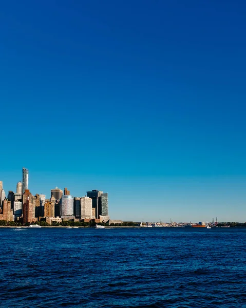 Vista Del Horizonte Del Centro Manhattan Sobre Río Hudson Bajo — Foto de Stock