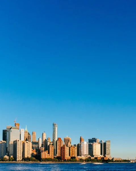 Vista Del Horizonte Del Centro Manhattan Sobre Río Hudson Bajo — Foto de Stock