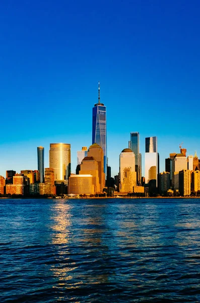 Vista Del Horizonte Del Centro Manhattan Sobre Río Hudson Bajo —  Fotos de Stock