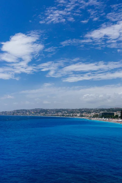 View Buildings Beaches Next Blue Sea City Nice France — Stock Photo, Image