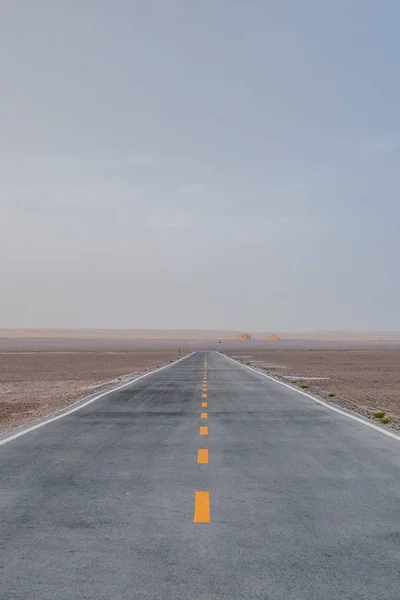 Carretera Vacía Dos Carriles Medio Del Desierto Gobi Geoparque Nacional —  Fotos de Stock