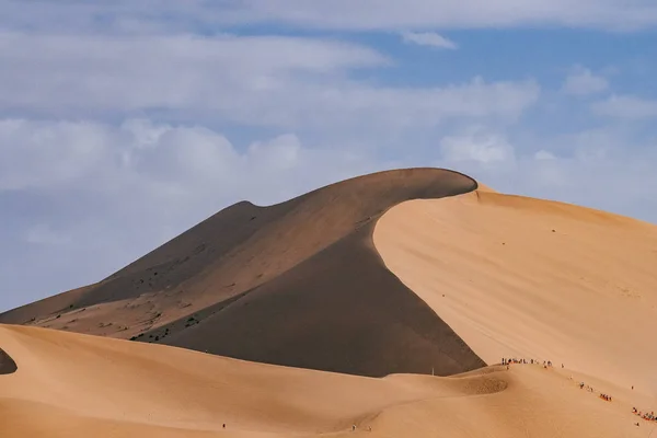 View Sand Dunes Desert Blue Sky Mingsha Mountain Dunhuang Gansu — Stock Photo, Image