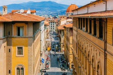 Görünümü, cadde ve Floransa, İtalya'nın tarihi merkezinin Rönesans mimarisi
