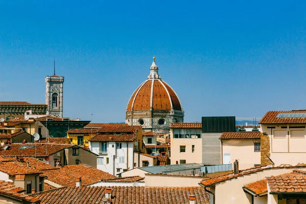 View of the dome of Florence Cathedral over buildings in the historical center of Florence, Italy