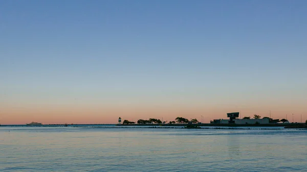 Vista Del Lago Michigan Atardecer Desde Centro Chicago —  Fotos de Stock