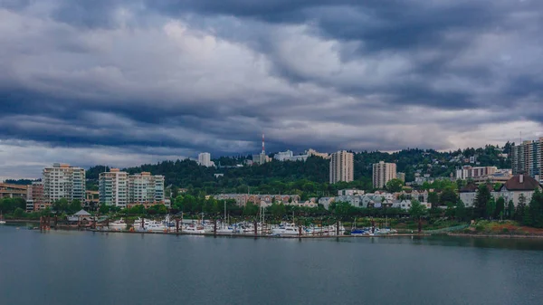 Marquam Hill Binalar Willamette Nehri Üzerinde Tekne Portland Abd Ile — Stok fotoğraf