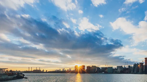 Vista Del Horizonte Manhattan Desde Long Island City Atardecer Nueva — Foto de Stock