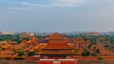 Yasak Şehir Merkezi Pekin, Çin mavi gökyüzü altında hava panoramik
