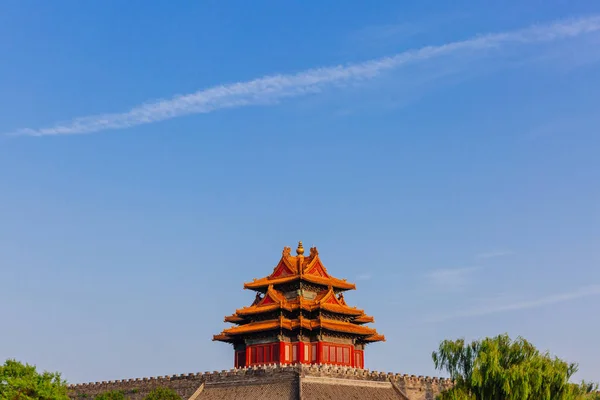 View Corner Tower Forbidden City Blue Sky Beijing China — Stock Photo, Image