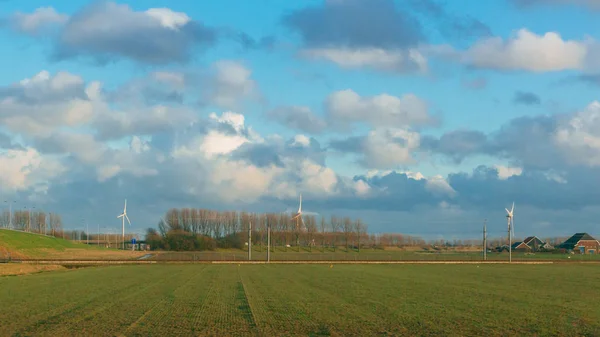 View Fields Sky Clouds Dutch Countryside Rotterdam Netherlands — Stock Photo, Image