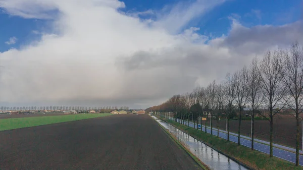 Weergave Van Velden Lucht Wolken Het Nederlandse Platteland Buurt Van — Stockfoto