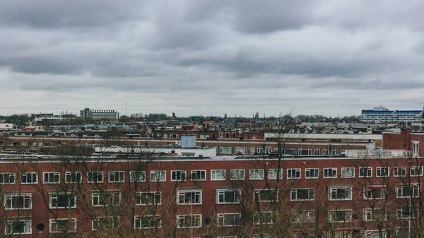 Evler Binalar Şehrin Rotterdam Hollanda Nın Rotterdam Bulutlu Gökyüzü Altında — Stok fotoğraf