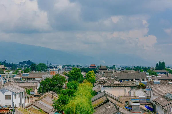 Nézd Házak Régi Város Dali Hegyek Felhők Dali Yunnan Kína — Stock Fotó