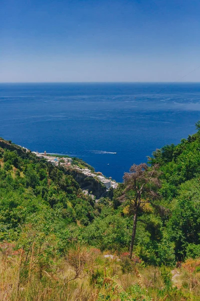 Hegyek Partvidék Amalfi Part Útról Istenek Egy Túraútvonal Közelében Positano — Stock Fotó