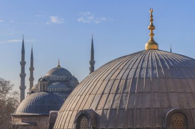 Sultanahmet Camii veya Sultan Ahmed Camii, kubbeler üzerinde Istanbul, Tur
