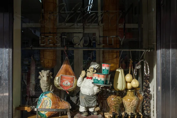 Window display of a food shop in Little Italy