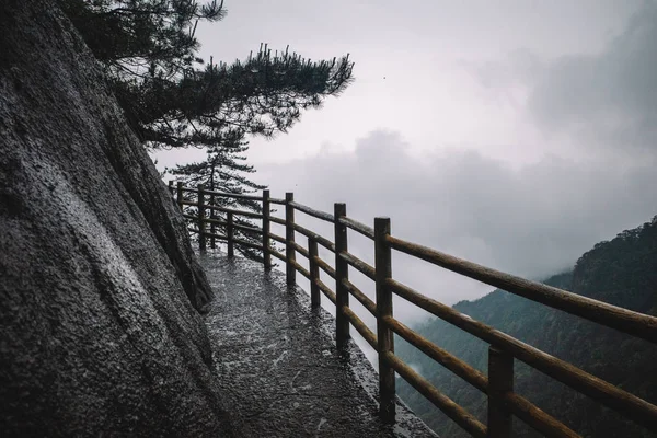 Gallery road on cliff on Mingyue Mountain, China