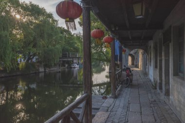 Nanxun, Çin eski kasabasında nehir tarafından Çin mimarisi