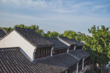 Nanxun, Çin eski kasabasında nehir tarafından Çin mimarisi